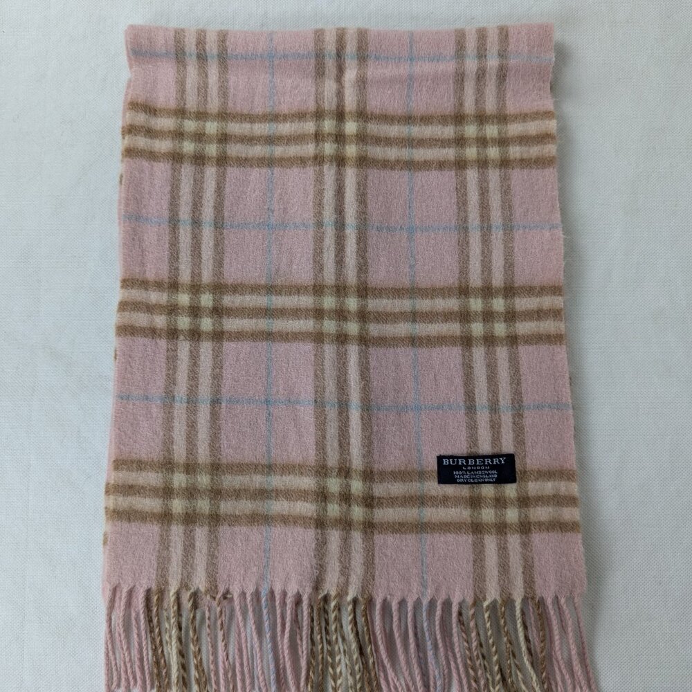 Burberry Lambswool Scarf Pink Unisex | Iconic Check Pattern | Quick Dispatch - Picture 2 of 6